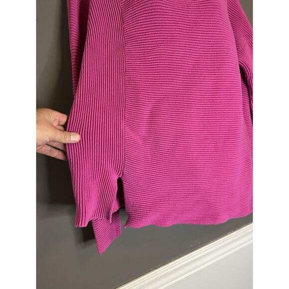French Connection Sweater Womens Large Pink Ribbed Mock Neck Cotton Pullover - Picture 5 of 9
